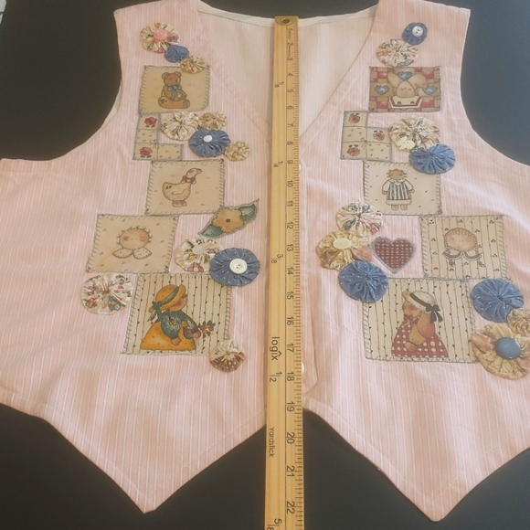 VTG Handmade Vest Country Farm Animals Button Patchwork Applique Cottagecore - Picture 8 of 12